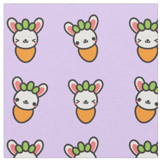 紫色の背景を持つかわいいのバニーのにんじん ファブリック