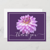 紫色の背景を持つ紫色のダリアありがとう ポストカード (正面/裏面)