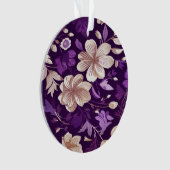 紫色の背景を持つ花柄 オーナメント (正面)