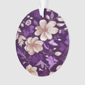 紫色の背景を持つ花柄 オーナメント (正面)