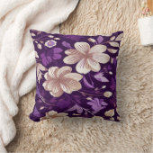 紫色の背景を持つ花柄 クッション (ブランケット)