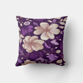 紫色の背景を持つ花柄 クッション (裏面)