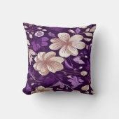 紫色の背景を持つ花柄 クッション (正面)