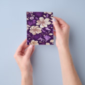 紫色の背景を持つ花柄 チラシ (手)