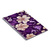 紫色の背景を持つ花柄 ノートブック (右側)