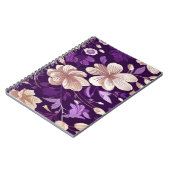 紫色の背景を持つ花柄 ノートブック (左側)