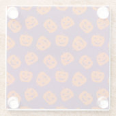 紫色の背景パターン上のハロウィーンカボチャ ガラスコースター (裏面)