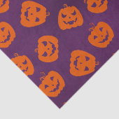 紫色の背景パターン上のハロウィーンカボチャ 薄葉紙 (詳細)