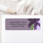 紫色の背景パームツリーDIYウェディングラベル ラベル (インサイチュ)