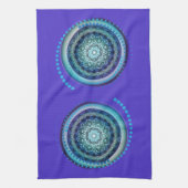 紫色の背景ブルーグリーンメダリオンタオル キッチンタオル (縦)