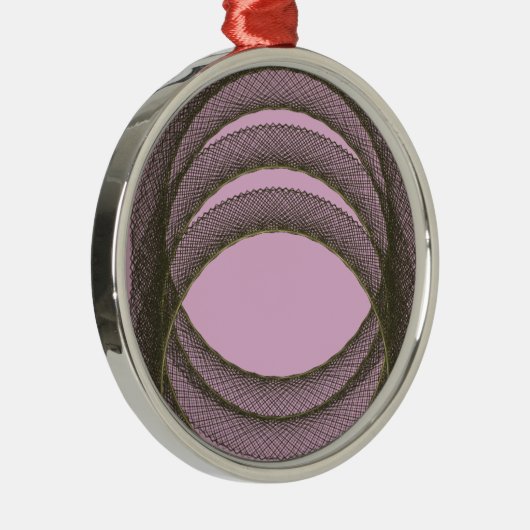 紫色の背景抽象芸術の重なり合う円 メタルオーナメント (右)