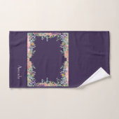 紫色の背景縁どにフローラをカスタマイズ バスタオルセット (ハンドタオル)