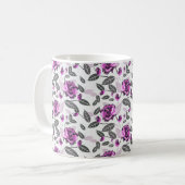 紫色の背景花植物 コーヒーマグカップ (正面左)