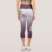 紫色の色のフェードにラブ抽象芸術デイジーでリード カプリレギンス (裏面)