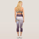 紫色の色のフェードにラブ抽象芸術デイジーでリード カプリレギンス (裏面)