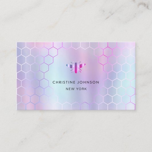 紫色の色合いハニカムヘキソンズビーロゴビジネス 名刺 (正面)