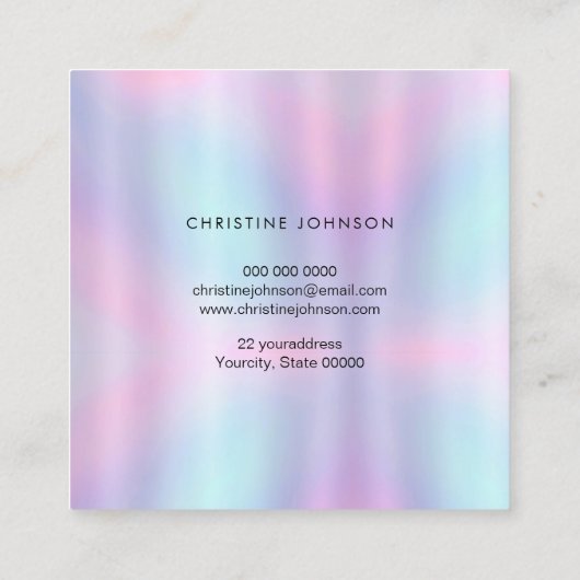 紫色の色合いハニカムヘキソンミツバチ スクエア名刺 (裏面)