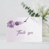 紫色の色合い花と弓サンキューカード サンキューカード (スタンド正面)