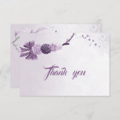 紫色の色合い花と弓サンキューカード サンキューカード (正面/裏面)