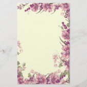 紫色の花および果実のボーダー装飾 便箋 (正面)