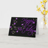 紫色の花が付いているハッピーバースデーカード カード (黄色い花)