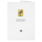 紫色の花が付いている友情カード (裏面)