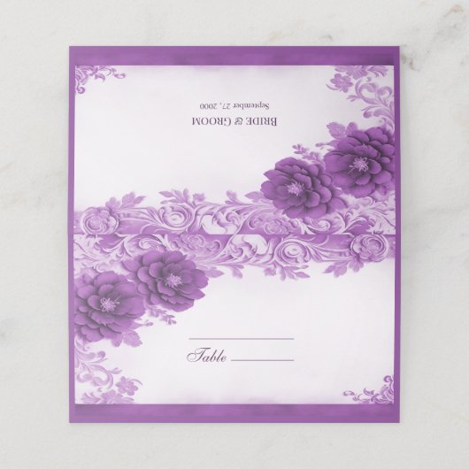 紫色の花が咲く座席表 プレイスカード (外部開封)