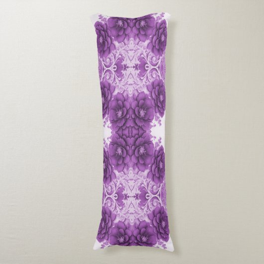 紫色の花が咲く抱き枕 ボディピロー (正面縦)