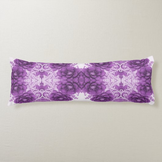 紫色の花が咲く抱き枕 ボディピロー (正面)