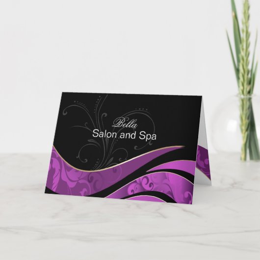 紫色の花が咲エレガントくビジネスサンキューカード サンキューカード (正面)