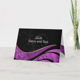 紫色の花が咲エレガントくビジネスサンキューカード サンキューカード