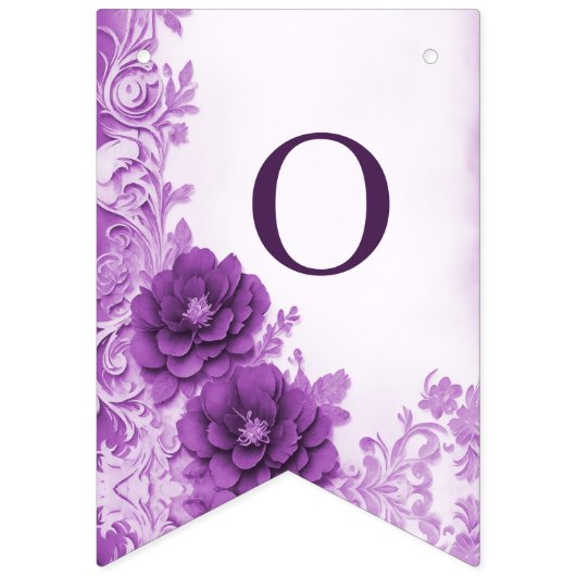 紫色の花が花束の旗を飾る バンティングフラッグ (第2の旗)