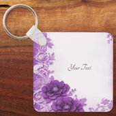 紫色の花が花柄なキーチェーン キーホルダー (正面)