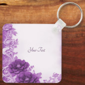 紫色の花が花柄なキーチェーン キーホルダー (裏面)