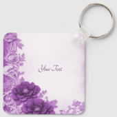 紫色の花が花柄なキーチェーン キーホルダー (裏面)