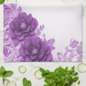 紫色の花が花盛りのキッチンタオル キッチンタオル (折り畳み)