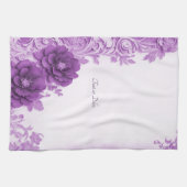紫色の花が花盛りのキッチンタオル キッチンタオル (横)