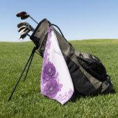 紫色の花が花盛りのゴルフタオル ゴルフタオル (グリーン)