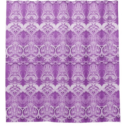 紫色の花が花盛りのシャワーカーテン シャワーカーテン (正面)