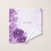 紫色の花が花盛りのタオルのセット バスタオルセット (ウォッシュタオル)