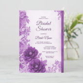 紫色の花が花盛りのブライダルシャワーの招待状 招待状 (スタンド正面)