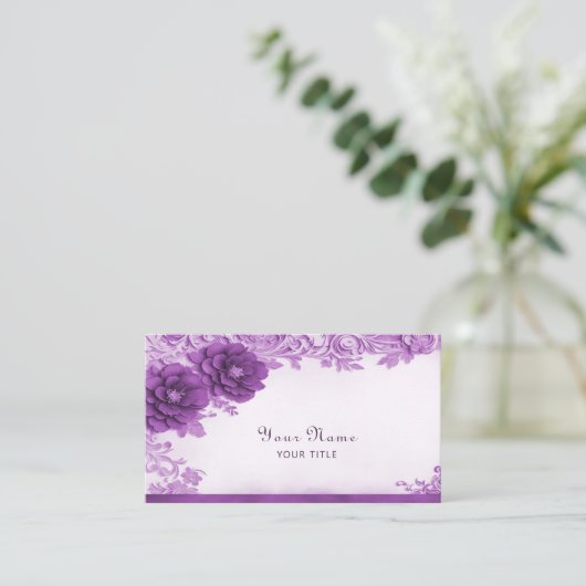 紫色の花が花盛りの名刺 名刺 (スタンド正面)