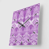 紫色の花が花盛りの壁時計 スクエア壁時計 (傾斜)