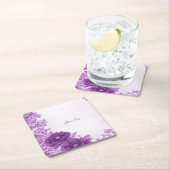 紫色の花が花盛りの紙コースター スクエアペーパーコースター (インサイチュ)