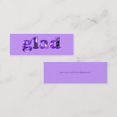 紫色の花しおりで綴ったGlad スキニー名刺 (正面/裏面)