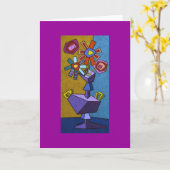 紫色の花つぼ カード (黄色い花)