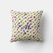 紫色の花でモノグラム模様の装飾用クッション クッション (裏面)