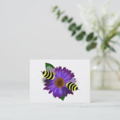 紫色の花で出会う漫画のミツバチ 名刺 (スタンド正面)