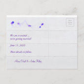 紫色の花で日付を保存 案内ポストカード (裏面)