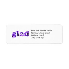 紫色の花で綴られたGladの宛名ラベル ラベル